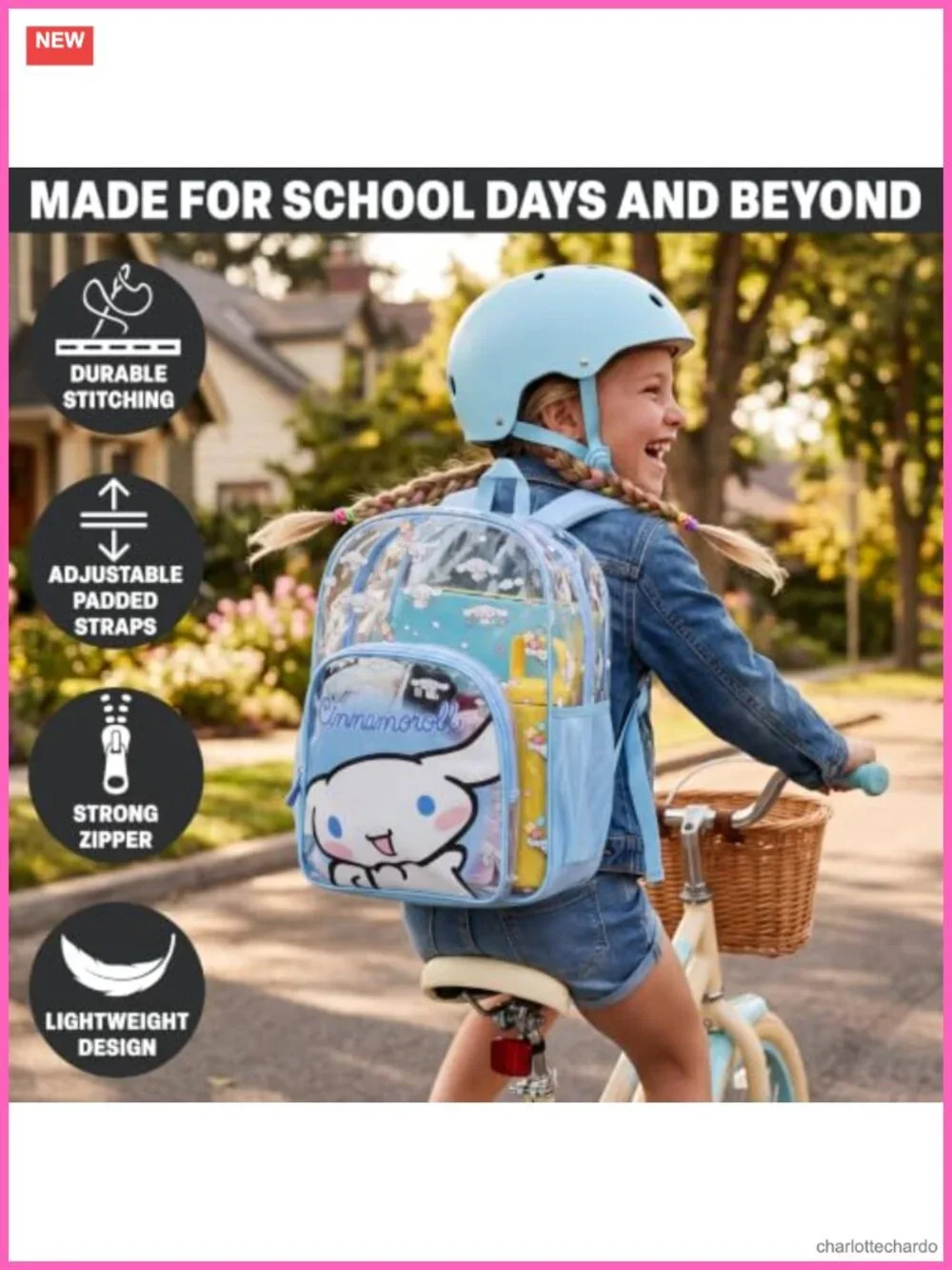 Transparent Clear Backpack with Sanrio Kawaii Print, Daypack Backpack, PVC and